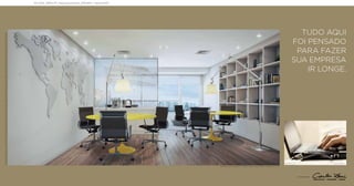 Os móveis, os objetos e os revestimentos do piso são sugestões de decoração e não fazem parte integrante do contrato. Os equipamentos e acabamentos que farão parte deste empreendimento
constam do memorial descritivo, convenção de condomínio e compromisso de compra e venda. Medidas livres entre as paredes estão sujeitas a alteração em decorrência dos acabamentos a serem utilizados.

AfC.ODE_13604-071_PaperLançamento_600x300 – Pasta 10.007

Tudo aqui
foi pensado
para fazer
sUA EMPRESA
ir longe.

Imagem ilustrativa

Perspectiva ilustrada – agência de turismo sala comercial 40 m 2

Decorado por

 