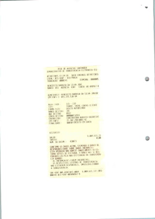RFHF nF AGENCIAS SANTANDER
DEMONSTRATIVO DE T^SFERENCIA ELETRONICft-TED
CONTÁBIL'.07/07/2010
silva
REMETENTE!; BENEDICTO BARBOSA DA SILVA JUHOR
CPF/rNPJ i: 015.225.538-94
MÜUfil
TIPU
FORMA PGTO:
BANCÜ DESTINO:
AGE DESTINO
CI1NIA WM1NH
FAVORECIDO:
CPF/CNPJ*
FINALIDADE:
IRANSF. ENTRE CONTAS CLIENTE
UEBITO AUTORIZADO
0912
SS™t§SWrIÜ OüfcBRECHT
15.102.288/0001-82 hta
00010-CREDITO EM CUNTA
HISTÓRICO:
VALOR:
TARIFA:
6.004.bü,33
420073
BKNkdn»
2051
A TRANSFERENCIA.
SBR 4207»>J0^15JjgM(
000341 0"J
 