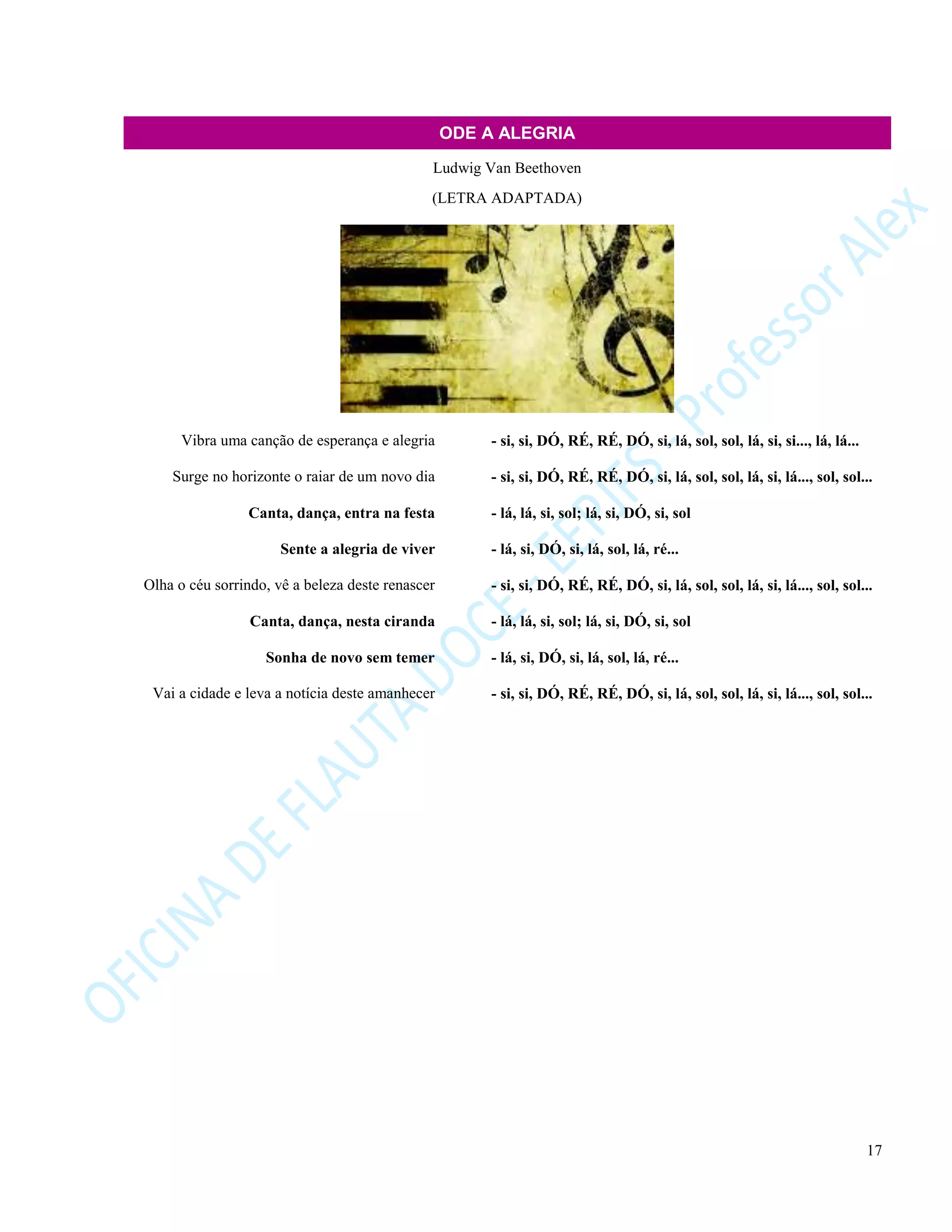 Ode à alegria Ludwig Van Beethoven Cifra melódica Apostila