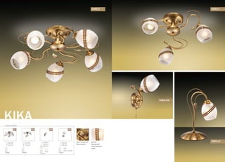 серия 2459
KIKA
декор:
фигурный
пластиковый
клей
цвет покрытия:
бронзовый
/5 /3 /1W /1T
520 mm
220 mm
E27
3x60W
330 mm
180 mm
E27
1x60W
выкл. на шнуре
250 mm
150 mm
200 mm
от стены
E27
1x60W
выкл.
2459/5
560 mm
220 mm
E27
5x60W
2459/3
2459/1T
2459/1W
 