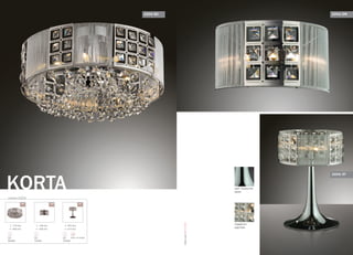 серия 2204
KORTA
/8C /2W /3T
140 mm
260 mm
G9
2x40W
210 mm
460 mm
G9
8x40W
450 mm
310 mm
G9
3x40W
выкл. на шнуре
2204/8C
подвески:
хрусталь
цвет покрытия:
хром
2204/2W
2204/3T
OdeonLight2013–2014
 