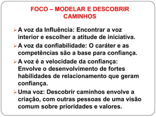 Mostram Caráter Pessoal: ( Hábitos, Integridade, Confiança )