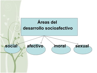Áreas del  desarrollo socioafectivo social  afectivo  moral  sexual 