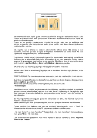 O desenvolvimento   piaget