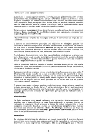 O desenvolvimento   piaget