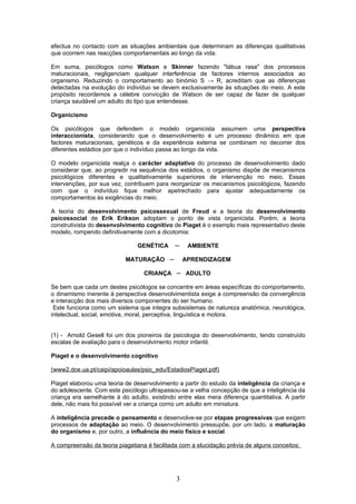 O desenvolvimento   piaget