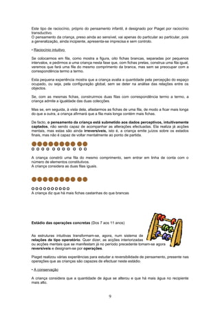 O desenvolvimento   piaget