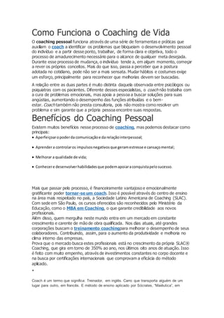 O desenvolvimento pessoal e profissional com coaching | DOCX