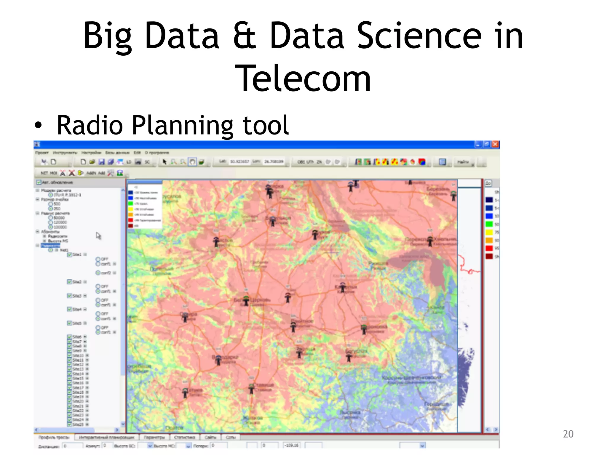 Big Data & Data Science in
Telecom
• Radio Planning tool
20
 