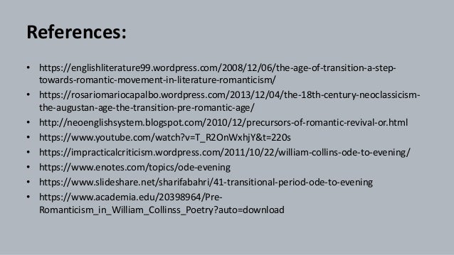 Transitional Period Ode To Evening William Collins