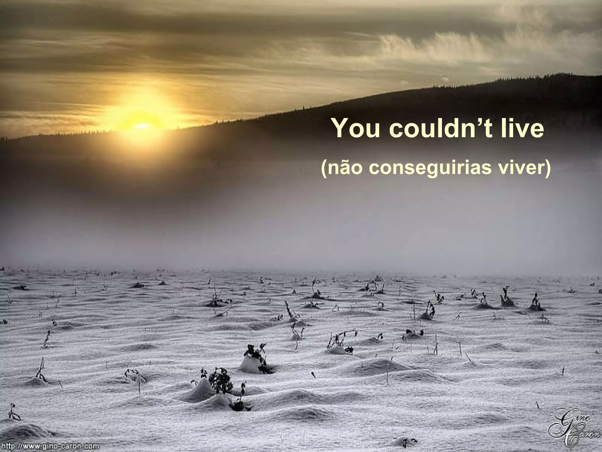 You couldn’t live (não conseguirias viver) 