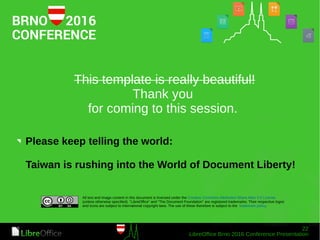 LibreOffice Conference 2016 -- ODF/LibreOffice Migration in Taiwan