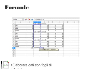 <Elaborare dati con fogli di
Formule
 