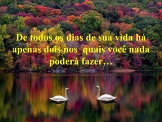 De todos os dias de sua vida há
apenas dois nos quais você nada
poderá fazer…
 