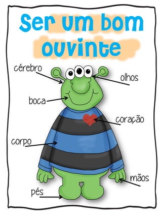Ser Um bom
ouvinte
cérebro
boca
olhos
coração
mãos
pés
corpo
 
