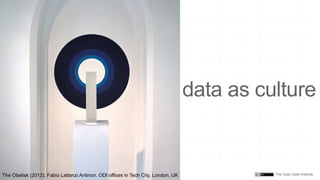 The Open Data InstituteThe Obelisk (2012), Fabio Lattanzi Antinori. ODI offices in Tech City, London, UK
data as culture
 