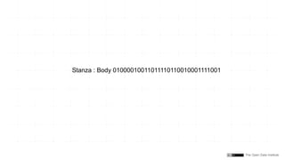 The Open Data Institute
Stanza : Body 01000010011011110110010001111001
 