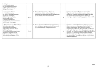 ελέγχου.
ε) Διορθωτική ενέργεια.
στ) Αρχεία ποιοτικού ελέγχου.
ζ) Έκδοση οδηγιών ελέγχου.
η) Σφραγίδες ελέγχου.

3.3. Εισερχόμενα υλικά και                       6   Να γνωρίζει πώς γίνονται οι έλεγχοι των                 Σε συνεργασία με τον καθηγητή του Εργαστηρίου
     Υποκατασκευαστές.                               εισερχομένων υλικών, καθώς επίσης και η                 Μηχανολογικών Κατασκευών, συνιστάται να γίνει μια
α) Έλεγχος εισερχομένων υλικών                       αξιολόγηση των υποκατασκευαστών / προμηθευτών           άσκηση που να αφορά την προμήθεια και κατ’ επέκταση,
β) Έλεγχος πρώτης ύλης                               με τους οποίους συνεργάζεται η εταιρεία.                τον ποιοτικό έλεγχο των εισερχομένων υλικών στο
γ) Εργαστηριακός έλεγχος                                                                                     εργαστήριο. (π.χ. ποιοτικός έλεγχος πρώτων υλών σε St 37)
                                         67-77                                                           6
δ) Επιστροφή υλικών
ε) Ιστορικό προμηθευτών
στ) Αξιολόγηση υποκατασκευαστών
ζ) Αποθήκες – ειδικοί χώροι

3.4 Έλεγχοι παραγωγής, Τελικοί έλεγχοι           7   Να γνωρίζει πώς εκτελούνται οι έλεγχοι ποιότητος,       Προτείνεται να εκπονηθεί από τους μαθητές μία εργασία,
α) Έλεγχος παραγωγής.                                κατά τη διάρκεια της παραγωγικής διαδικασίας και        κατά τα πρότυπα του διαγράμματος της σελίδας 87. Οι
β) Έλεγχος πρώτου τεμαχίου.                          τα έντυπα που πρέπει να χρησιμοποιούνται.               μαθητές θα μπορούσαν να εξετάσουν τα έργα που
γ) Στατιστικός ποιοτικός έλεγχος                                                                             εκπόνησαν στο μάθημα της Μηχανουργικής Τεχνολογίας Ι
δ) Τελικός έλεγχος                                                                                           και ΙΙ της Α΄ τάξης. Αφού τεθούν εξ αρχής κάποια κριτήρια
ε) Πιστοποιητικά ποιότητος ελέγχου.      79-90                                                           6   ποιότητας των δοκιμίων (τραχύτητα επιφάνειας, διαστάσεις,
στ) Εκθέσεις ποιοτικού ελέγχου.                                                                              ανοχές κ.λ.π.), να γίνει διάγραμμα επιπέδου ποιότητας
ζ) Κρίσιμο πρόβλημα ποιότητος.                                                                               (Οριζόντιος άξονας: τα είδη των δοκιμίων των εργασιών
η) Επιτροπή αναθεώρησης υλικού.                                                                              που εκπονήθηκαν - Κατακόρυφος άξονας: τα ποσοστά των
                                                                                                             αποδεκτών δοκιμίων).




                                                                                                                                                                389/4
                                                                              23
 