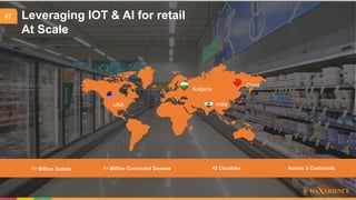 47
USA
China
India
Bulgaria
7+ Million Outlets 1+ Million Connected Devices 42 Countries Across 5 Continents
Leveraging IOT & AI for retail
At Scale
 