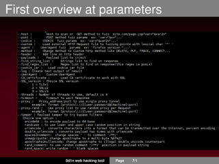 First overview at parameters
0d1n web hacking tool Page 7/1
 