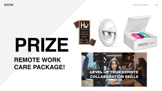 www.snow.academy 108
PRIZE
REMOTE WORK
CARE PACKAGE!
 