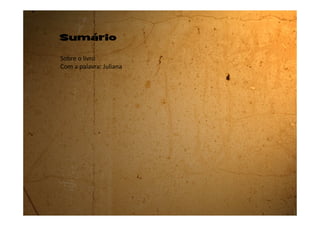 Sobre o livro
O Diário de Juliana irá conduzir o leitor a uma viagem pelo tempo relembrando
algumas situações corriqueiras e outras relevantes que, com certeza, estão guardadas na
memória daqueles que nasceram há mais de quarenta anos.
Para os leitores que nasceram depois desta época terão a oportunidade de embarcar
nesta viagem conhecendo um pouco do cotidiano de Juliana e sua família através dos
seus preciosos registros eternizando ações, costumes e vocabulários.
O livro resgata hábitos e situações comuns vividas pelas pessoas nascidas nas décadas de
70/80 e que são relatadas de forma descontraída e bem humorada nos episódios
registrados por Juliana em seu Diário.
Este livro, por ter o formato de um Diário e conter textos curtos e de linguagem simples é
sugerido para novos leitores e alunos da EJA. É sabido que este público sofre por ter
acesso a materiais infantilizados criados para as primeiras leituras dos alunos das séries
iniciais. Assim sendo, há a preocupação em oportunizar a este público ingressar, de forma
prazerosa, no mundo da literatura.
Com a leitura do Diário de Juliana é bem provável que o leitor se sinta estimulado a
iniciar suas anotações diárias deixando registrada a riqueza da sua existência.
Boa leitura!
 