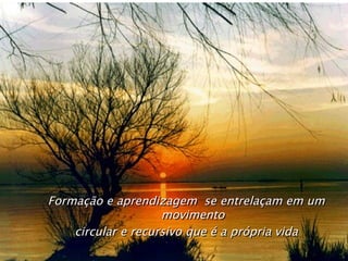 Reconhecer Os novos meios de comunicação e linguagens não como –modernização ao ensino, mas sim conhecer a potencialidade e a contribuição p/ o ensino como recurso e apoio pedagógico . Formação e aprendizagem  se entrelaçam em um movimento circular e recursivo que é a própria vida 