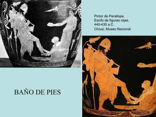 Pintor de Penélope. Escifo de figuras rojas.  440-435 a.C. Chiusi, Museo Nacional   BAÑO DE PIES 