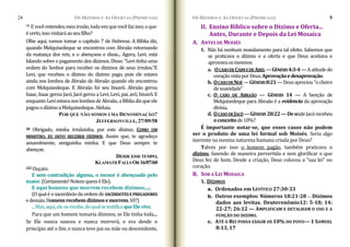 OS DÍZIMOS E AS OFERTAS (PRIMÍCIAS)
24
79. Evocêentendeumeuirmão,todavezquevocêfazisso;oque
écerto,issovisitaráaoseufilho?
OS DÍZIMOS E AS OFERTAS (PRIMÍCIAS) 5
II. Ensino Bíblico sobre o Dízimo e Oferta...
Antes, Durante e Depois da Lei Mosaica
Olhe aqui, vamos tomar o capítulo 7 de Hebreus. A Bíblia diz,
quando Melquisedeque se encontrou com Abraão retornando
da matança dos reis, e o abençoou e disse... Agora, Levi, está
falando sobre o pagamento dos dízimos. Disse: “Levi tinha uma
ordem do Senhor para receber os dízimos de seus irmãos.”E
Levi, que recebeu o dízimo do dizimo pago, pois ele estava
ainda nos lombos de Abraão de Abraão quando ele encontrou
com Melquisedeque. E Abraão foi seu bisavô. Abraão gerou
Isaac, IsaacgerouJacó,Jacó gerou a Levi, Levi, pai, avô,bisavô. E
enquantoLeviestavanoslombosdeAbraão,aBíbliadizqueele
pagouodízimoaMelquisedeque.Aleluia.
A. ANTES DE MOISÉS
1. Não há nenhum mandamento para tal efeito. Sabemos que
se praticava o dízimo e a oferta e que Deus aceitava e
aprovavaosmesmos.
a. OCASODECAI DEABEL
ME —G 4:3­4—Aatitudedo
coraçãovistaporDeus.Aprov .
ÊNESIS
açãoedesaprovação
b. OCASODENOÉ —GÊN 8:21—Deusapreciou“ocheiro
desuavidade”
ESIS
c. O CASO DE ABRAÃO — GÊNESIS 14 — A benção de
Melquisedeque para Abraão é a evidencia da aprovação
divina.
d. OCASODEJACÓ —GÊNESIS 28:22—DeondeJacórecebeu
oconceitode10%?
POR QUE NÃO SOMOS UMA DENOMINAÇÃO?
É importante notar­se, que esses casos não podem
ser o produto de uma lei formal sob Moisés. Seria algo
inerente na mesma natureza humana criada por Deus?
Talvez por isso o homem pagão, também praticava o
dizimo, fazendo de maneira pervertida e sem glorificar o que
Deus fez de bom. Desde a criação, Deus colocou a “sua lei” no
coração.
JEFFERSONVILLE, 27/09/58
28 Obrigado, minha irmãzinha, por este dízimo. COMO UM
MINISTRO, EU DEVO RECEBER DÍZIMOS. Assim que, te agradeço
amavelmente, amiguinha minha. E que Deus sempre te
abençoe.
DESDEESSETEMPO,
KLAMATHFALLSOR16/07/60
122 Ouçam:
E sem contradição alguma, o menor é abençoado pelo
maior.(Certamente!NotemqueméEle).
B. SOB A LEI MOSAICA
E aqui homens que morrem r
(O qual é o sacerdócio da ordem de TESEPREGADO ES
edemais.H .Vê?)
ecebem dízimos;...;
1. DÍZIMOS
a. Ordenados em LEVÍTICO 27:30­33
SACERDO R
omensrecebemdízimosemorrem
...Mas,aqui,eleosrecebe,doqualsetestifica .
b. Outros exemplos: Números 18:21­28 — Dízimos
dados aos levitas. Deuteronômio12: 5­18; 14:
22­27; 26:12 — AMPLIFICAM E DETALHAM O USO E A
FUNÇÃO DO DIZIMO.
c. ATÉ O REI PODIA EXIGIR OS 10% DO POVO— 1 SAMUEL
8:13, 17
queElevive
Para que um homem tomaria dízimos, se Ele tinha toda...
Se Ele nunca nasceu e nunca morrerá, e era desde o
principio até o fim, e nunca teve pai ou mãe ou descendente,
 