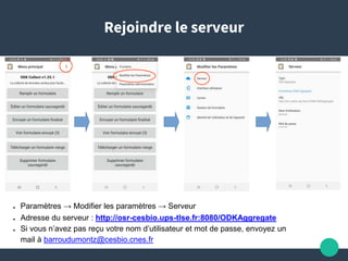 Rejoindre le serveur
● Paramètres → Modifier les paramètres → Serveur
● Adresse du serveur : http://osr-cesbio.ups-tlse.fr...
