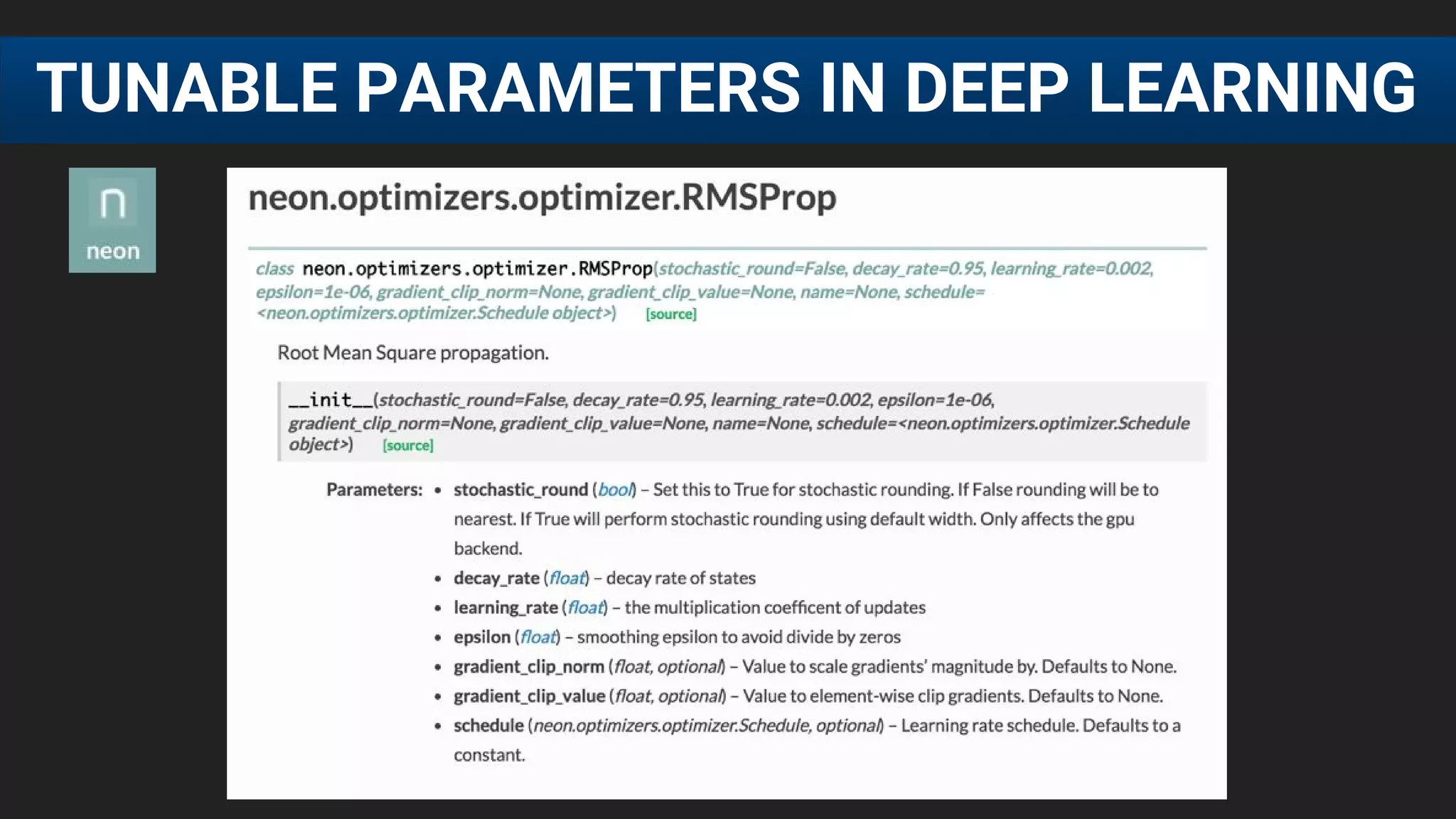 TUNABLE PARAMETERS IN DEEP LEARNING
 
