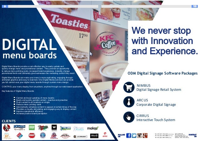 one digital media company profile digital menu board flyer