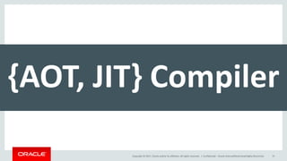 Copyright	©	2017, Oracle	and/or	its	affiliates.	All	rights	reserved.		| Confidential	– Oracle	Internal/Restricted/Highly	Restricted 19
{AOT,	JIT}	Compiler
 