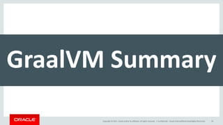 Copyright	©	2017, Oracle	and/or	its	affiliates.	All	rights	reserved.		| Confidential	– Oracle	Internal/Restricted/Highly	Restricted 95
GraalVM Summary
 