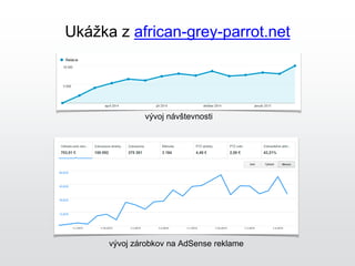 vývoj návštevnosti
vývoj zárobkov na AdSense reklame
Ukážka z african-grey-parrot.net
 