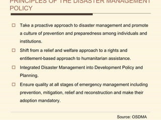 Disaster Policy Principles Odisha Disaster Management Policy | PPTX