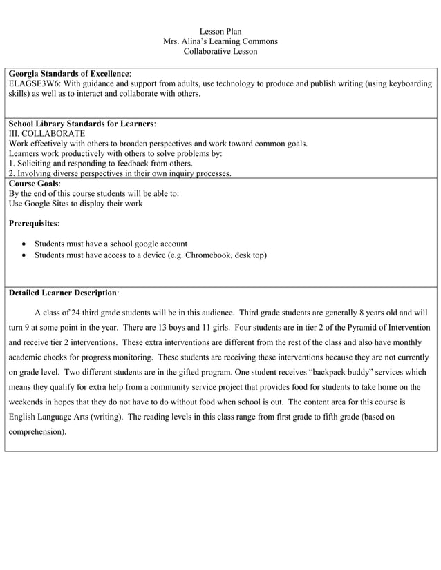Collaborative Lesson Plan | PDF