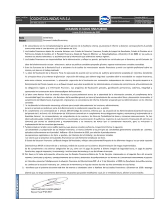 Odontoclinicas MR SA Estados Financieros y notas aclaratorias año 2020