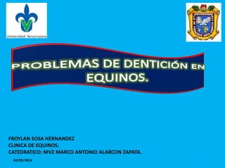 FROYLAN SOSA HERNANDEZ
CLINICA DE EQUINOS.
CATEDRATICO: MVZ MARCO ANTONIO ALARCON ZAPATA.
02/05/2014 1
 