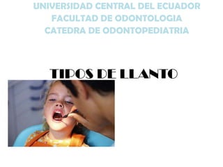 UNIVERSIDAD CENTRAL DEL ECUADOR
FACULTAD DE ODONTOLOGIA
CATEDRA DE ODONTOPEDIATRIA

TIPOS DE LLANTO

 