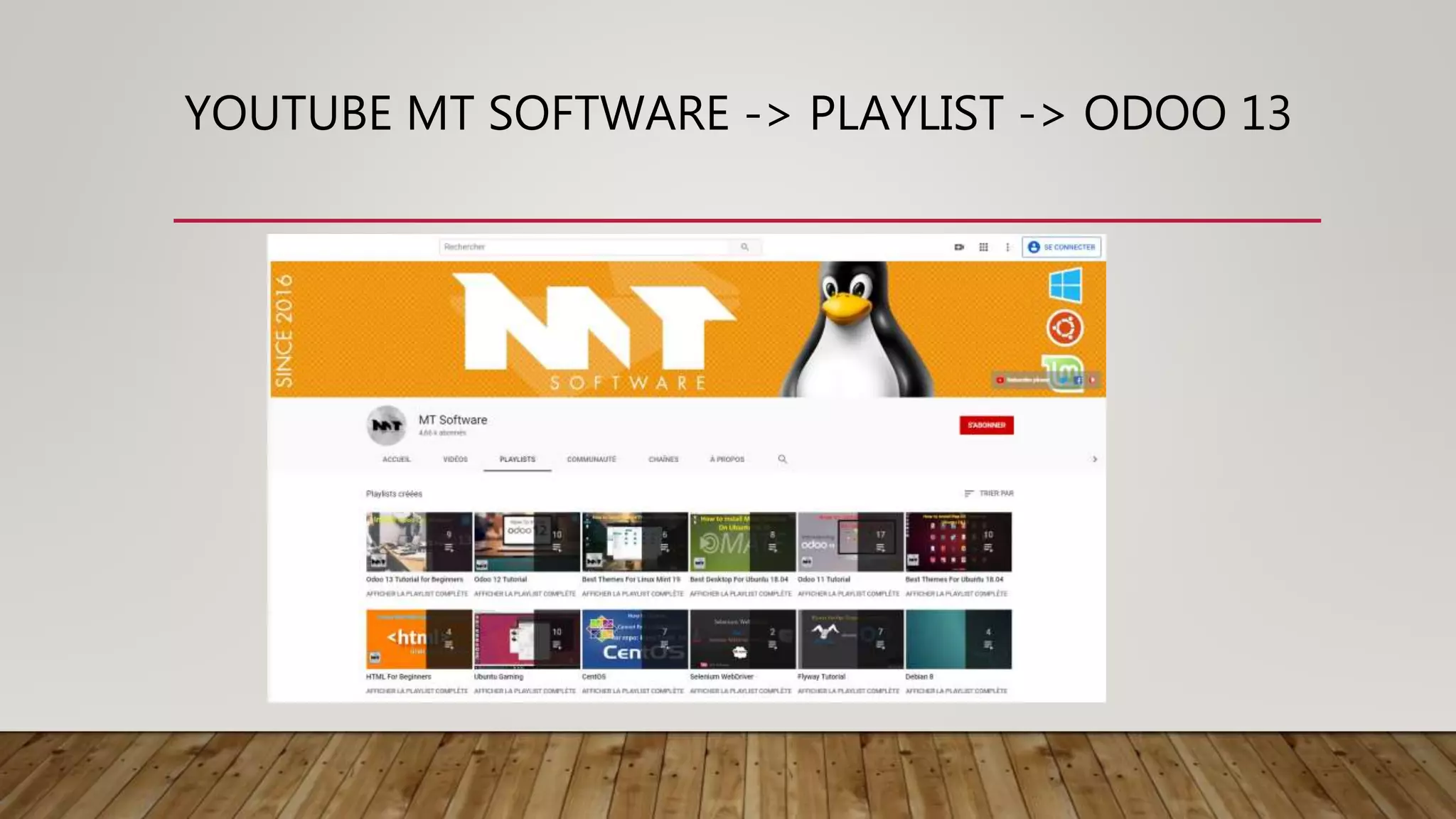 YOUTUBE MT SOFTWARE -> PLAYLIST -> ODOO 13