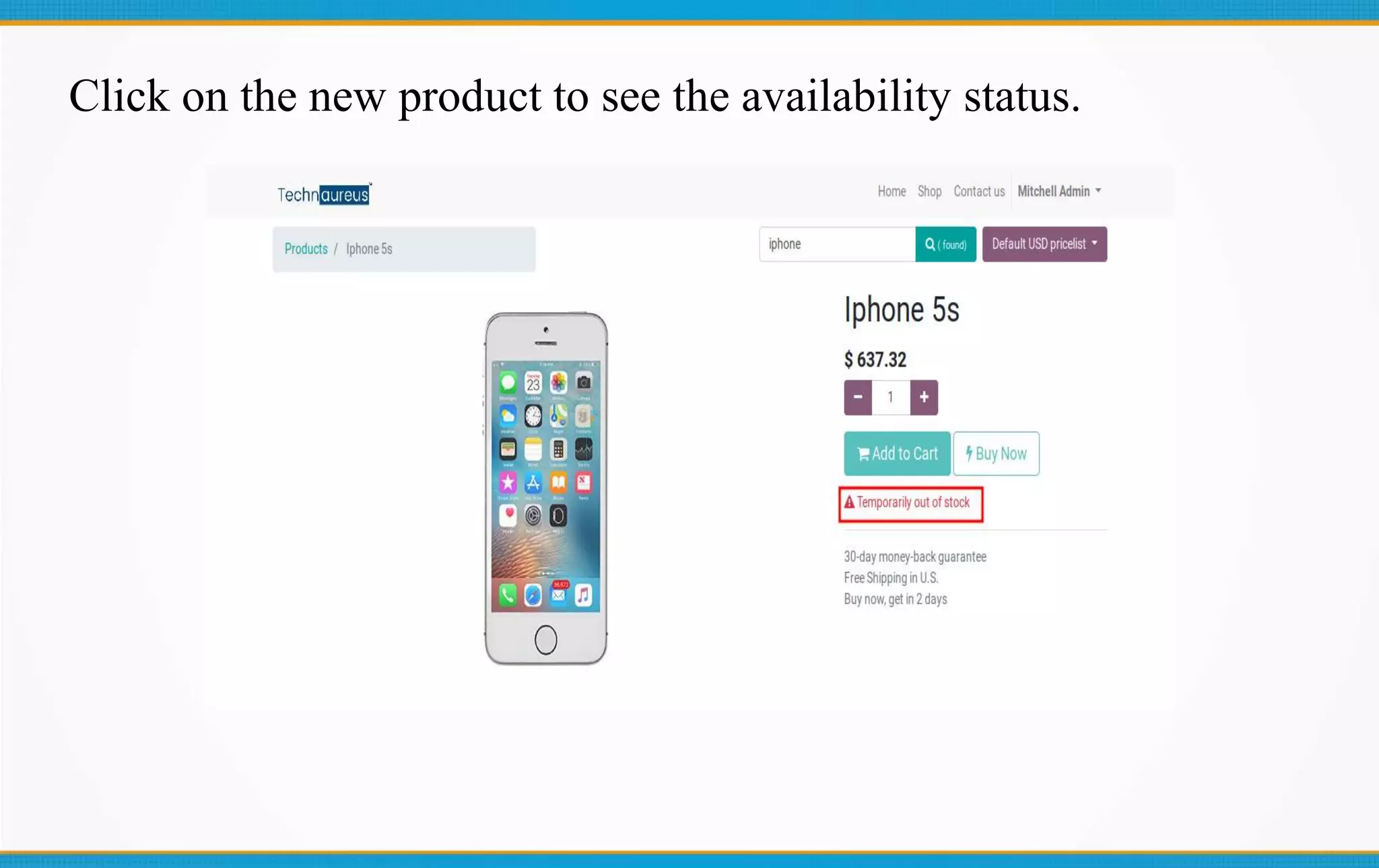 Click on the new product to see the availability status.