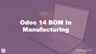 www.cybrosys.com
Odoo 14 BOM In
Manufacturing
 