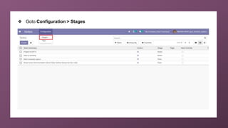 ❖ Goto Configuration > Stages
 