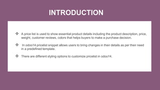 Odoo 14 Pricelist Snippet in Website | PPT