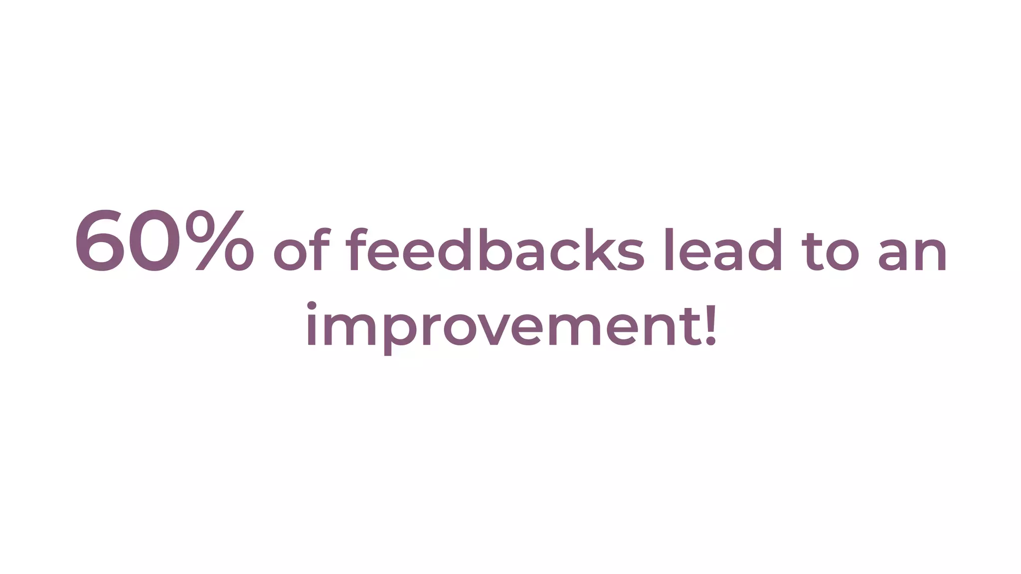 60% of feedbacks lead to an
improvement!
 