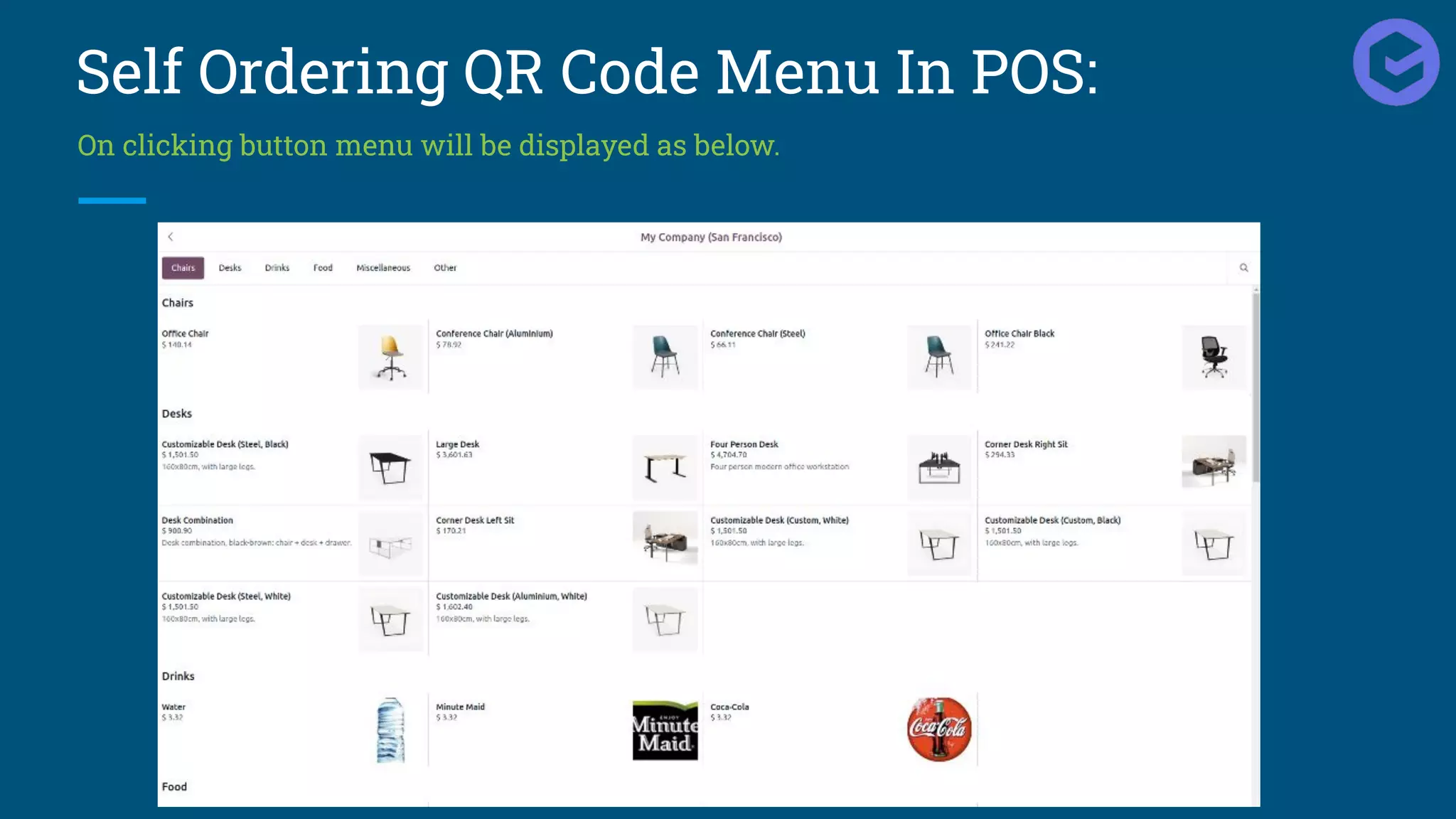 Self Ordering QR Code Menu In POS:
On clicking button menu will be displayed as below.
 