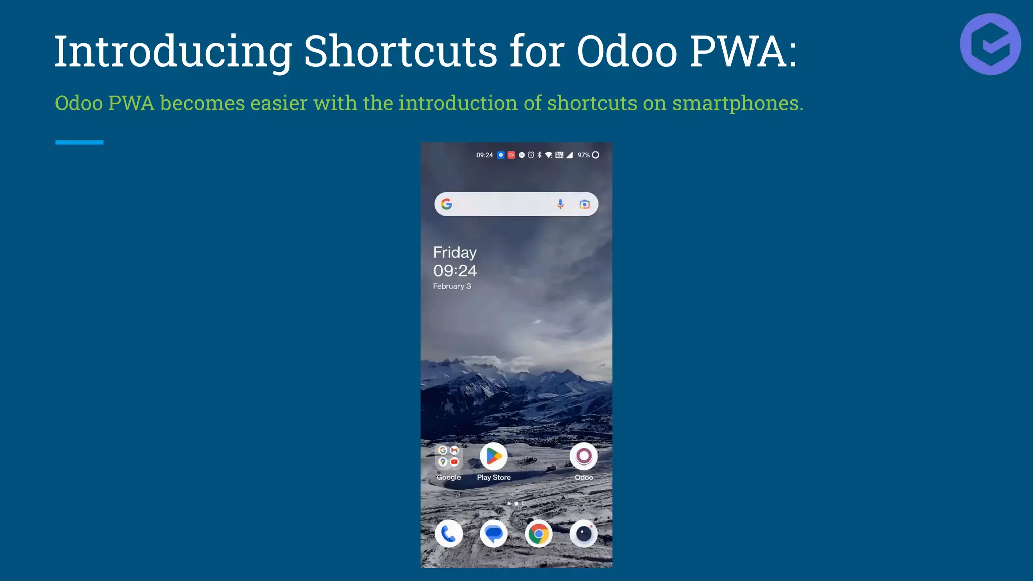 Introducing Shortcuts for Odoo PWA:
Odoo PWA becomes easier with the introduction of shortcuts on smartphones.
 