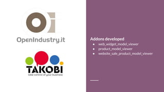 Addons developed
● web_widget_model_viewer
● product_model_viewer
● website_sale_product_model_viewer
 