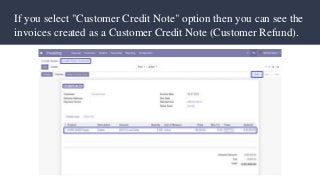 If you select "Customer Credit Note" option then you can see the
invoices created as a Customer Credit Note (Customer Refund).
 